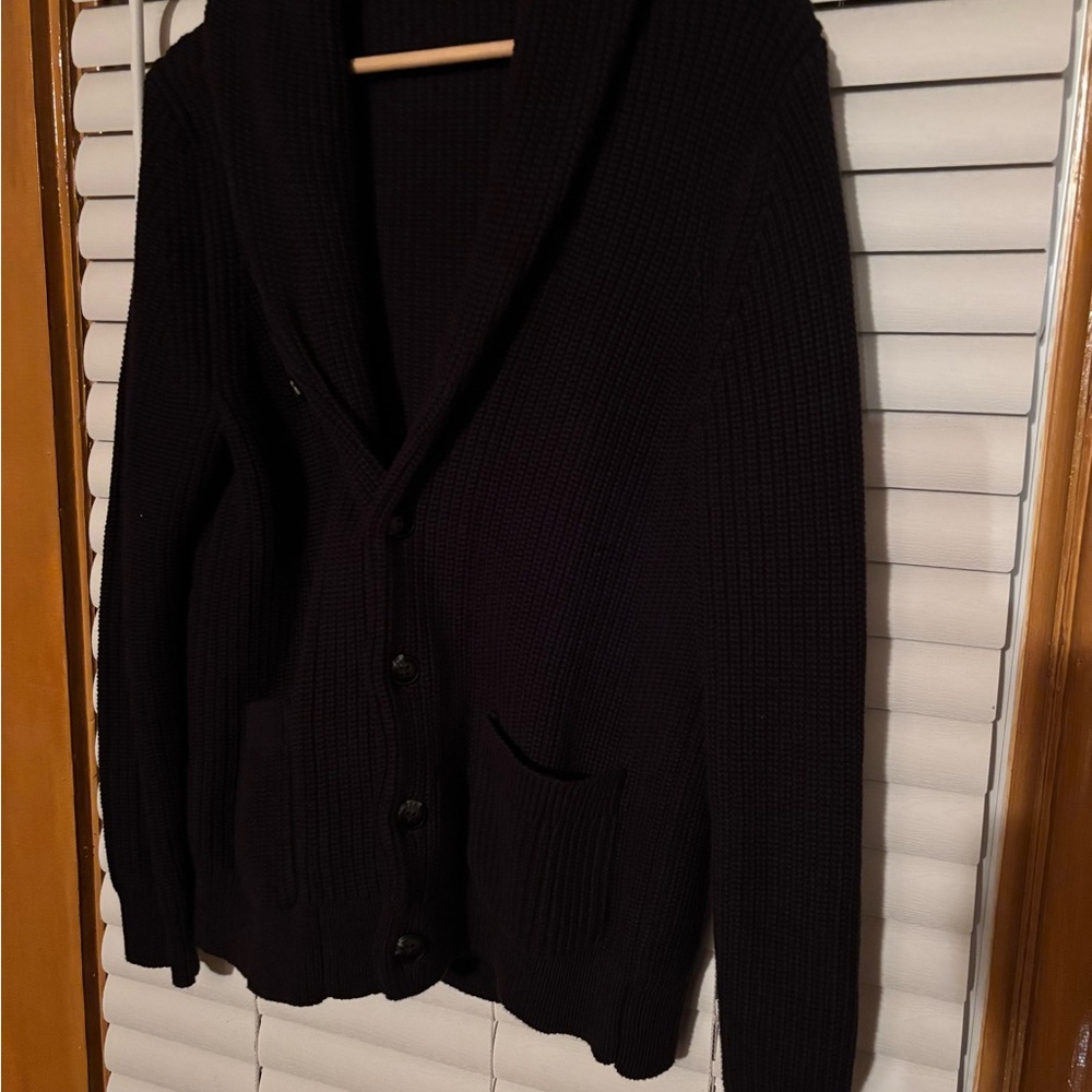 Shawl Collar Cable Knit Cardigan Men’s M Black